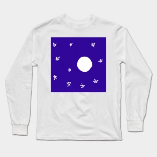 blue purple night moon watercolor design Long Sleeve T-Shirt